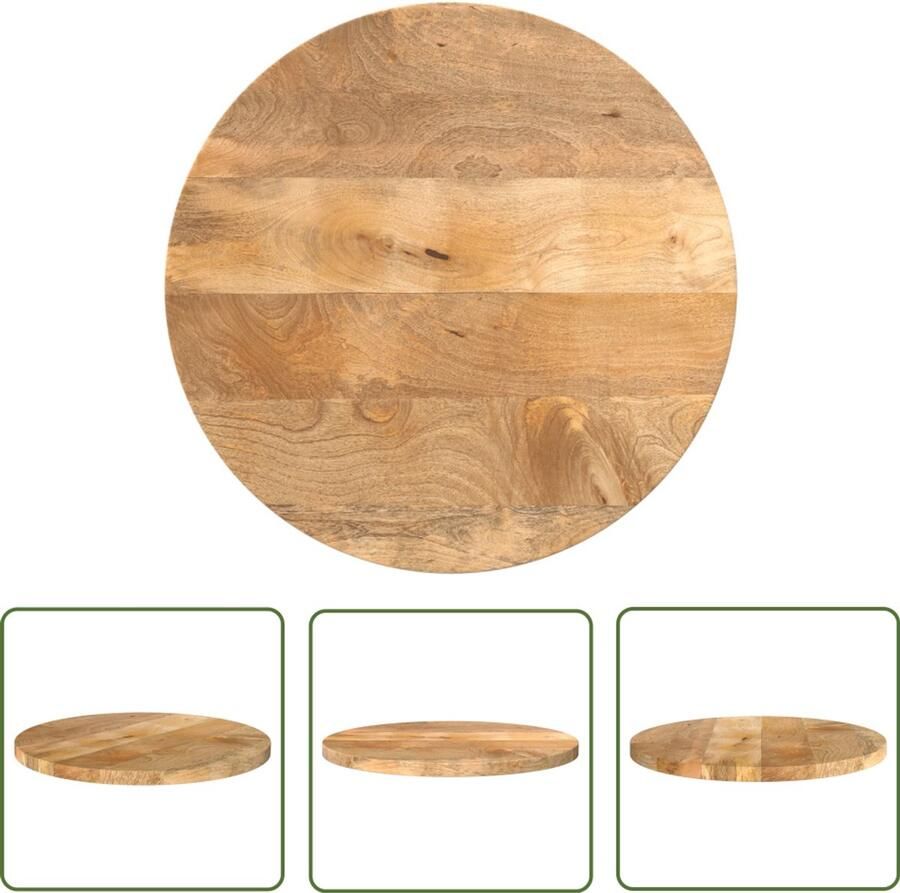 VidaXL Tafelblad rond Ø 60x3 8 cm massief ruw mangohout Tafelblad Mangohout Ronde Tafel Salontafel Eettafel