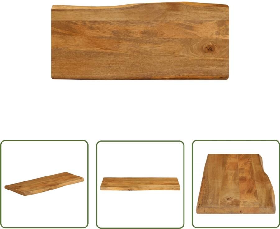 VidaXL Tafelblad met natuurlijke rand 100x40x3 8 cm massief mangohout Tafeltblad Mangohout Tafelblad Bruin Vintage Tafelblad Industrieel Tafelblad