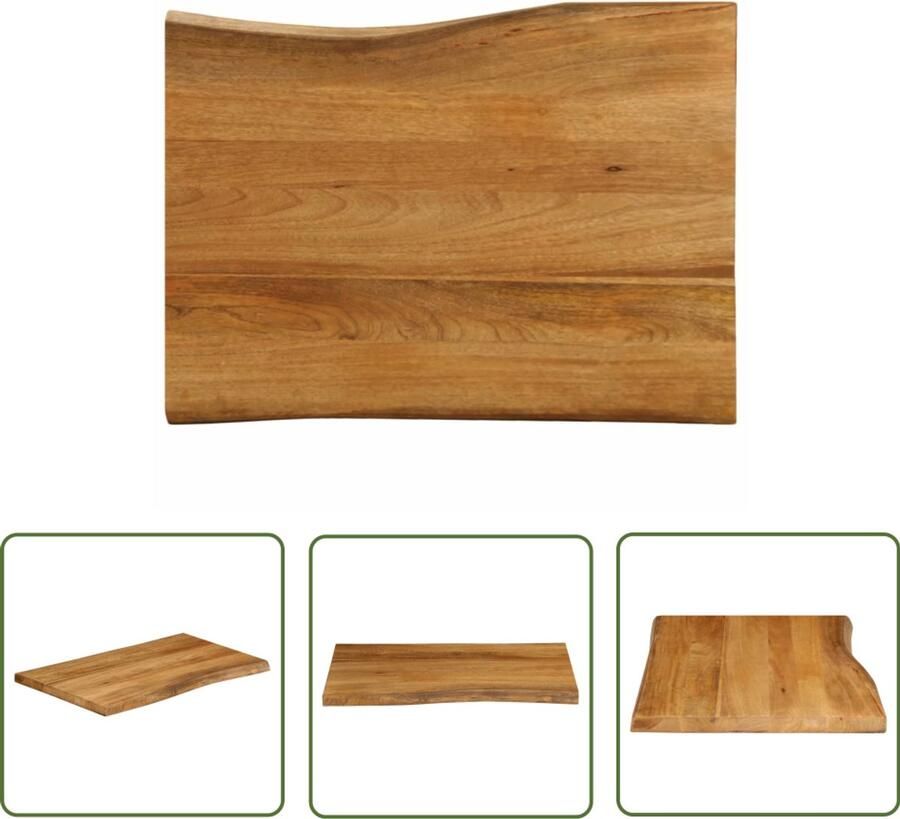VidaXL Tafelblad met natuurlijke rand 80x60x2 5 cm massief mangohout Tafeltblad Mangohout Eiken Kleur Naturel Vintage