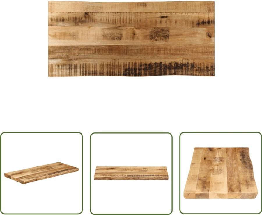 The Living Store Massief Mangohouten Tafelblad 90 x 40 x 2.5 cm Natuurlijke randen Tafeltblad Mangohout Tafelblad Vervangen Natuurlk Hout Vintage Tafel