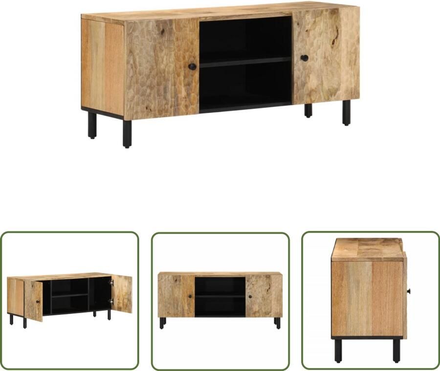 The Living Store Tv-meubel 105x33x46cm massief mangohout Tv Kast Mangohout Salontafel Living Room Furniture Houten Tv Stand - Foto 3