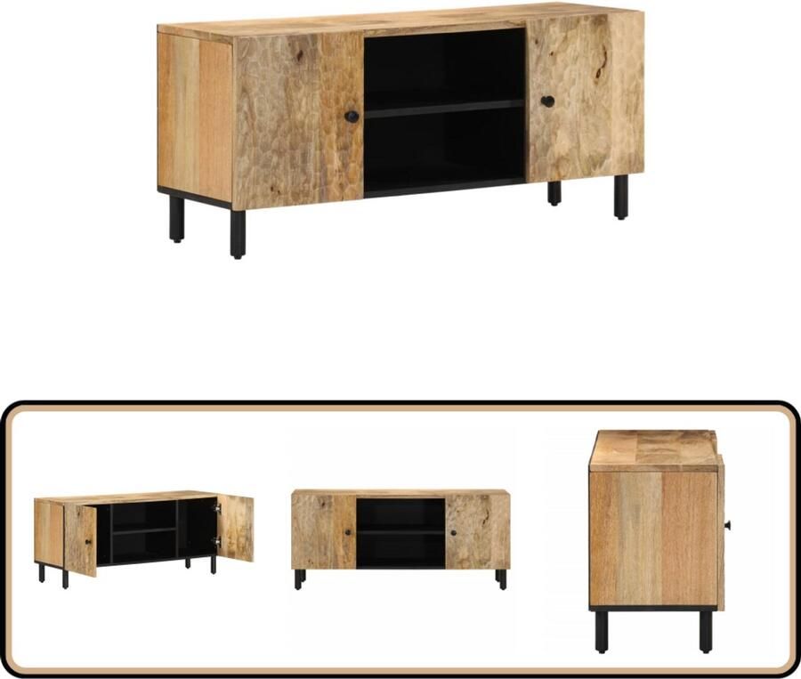 VidaXL Tv-meubel 105x33x46cm massief mangohout Tv Kast Mangohouten Tv-meubel Houten Tv-stand Salontafel Livingroom Furniture