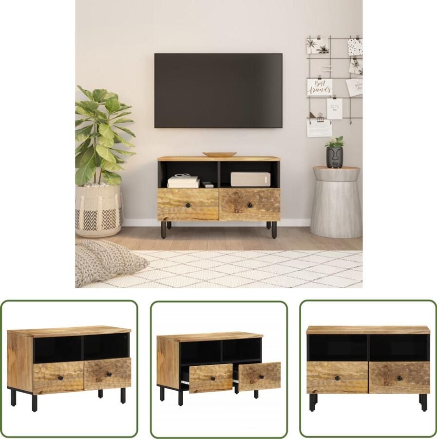 The Living Store Tv-meubel 70x33x46 cm massief mangohout Tv-meubel Mangohout Houten Tv-standaard Salontafel Livingroom Furniture