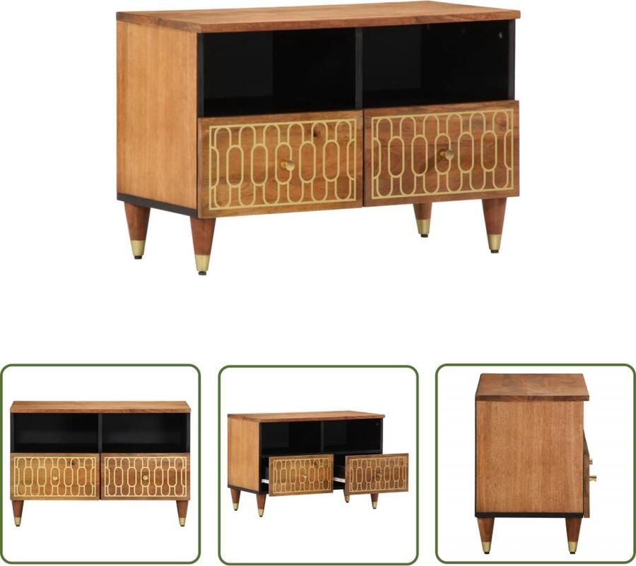 The Living Store Tv-meubel 70x33x46 cm massief mangohout Tv-meubel Mangohout Retro Tv-meubel Salontafel Livingroom Furniture