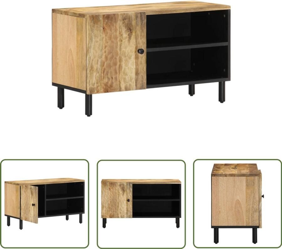 The Living Store Tv-meubel 80x31x46 cm massief mangohout Tv-meubel Mangohout Salontafel Kast Livingroom Furniture