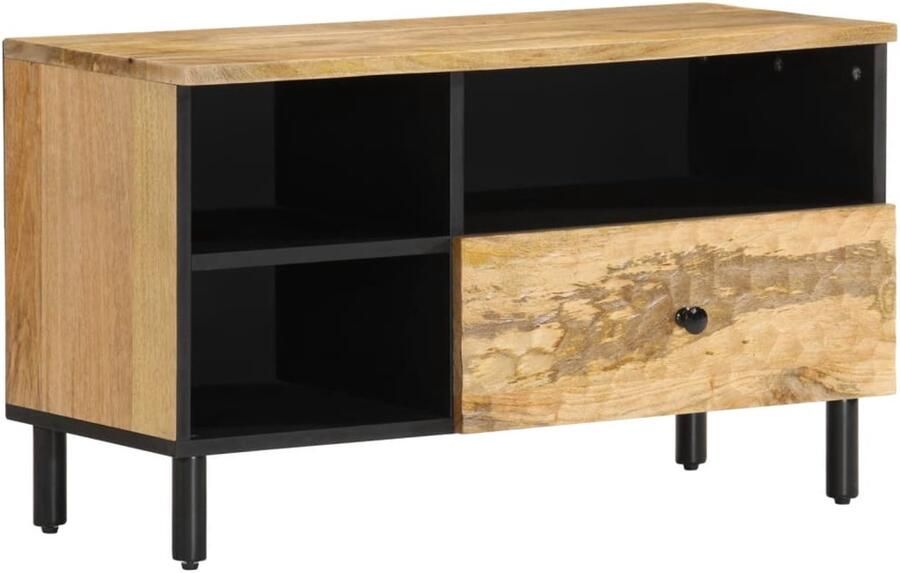 The Living Store Tv-meubel 80x33x46 cm massief mangohout Tv-meubel Mangohout Salontafel Kast Opbergruimte - Foto 2