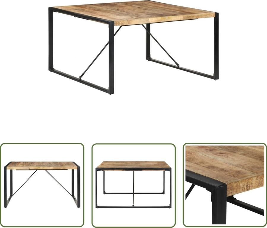 The Living Store Eettafel IndustriÃle Stijl Houten Mangohout 140 x 140 x 75 cm Industriele Eettafel Mangohoute Tafel Eethoek Tafels Eetkamer Meubilair Salontafel - Foto 2