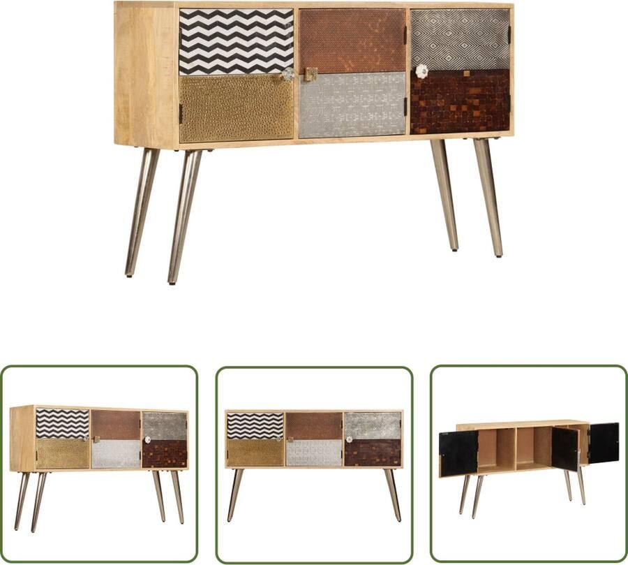 VidaXL Dressoir 120x30x75 cm massief mangohout Dressoir Mangohouten Dressoir Vintage Dressoir Landelijk Dressoir Industrial Style Dressoir