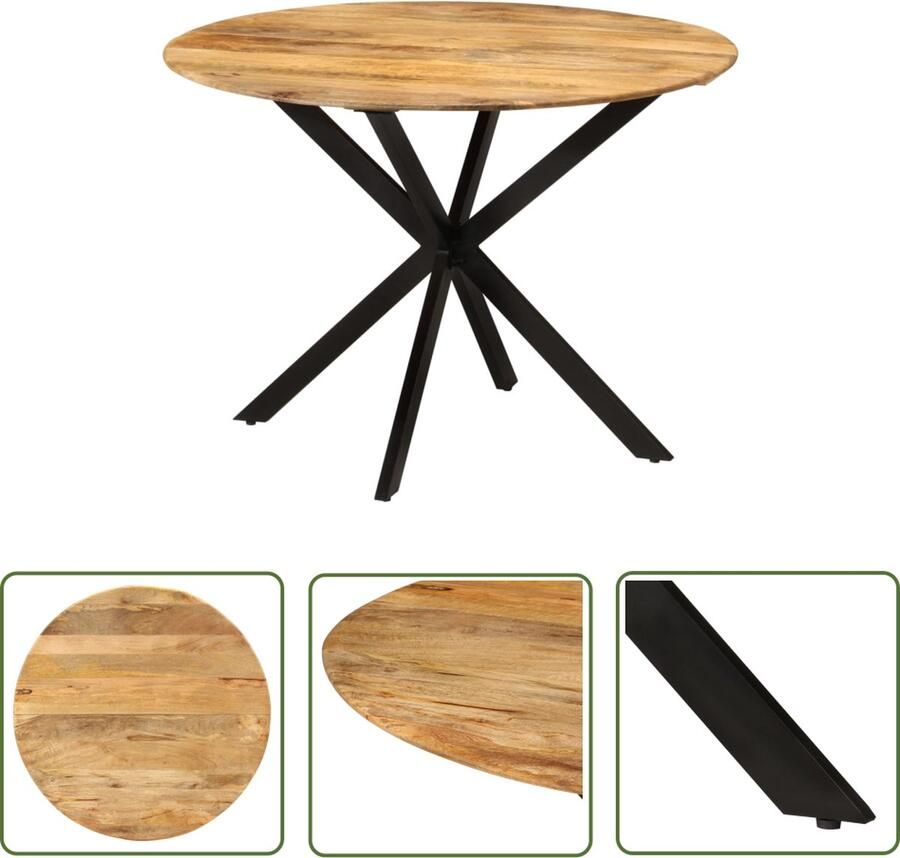 The Living Store Eettafel Massief Mangohout 110 x 78 cm Stabiel Stalen Frame Eettafel Mangohouten Eettafel Eetkamertafel Salontafel Vintage Eettafel