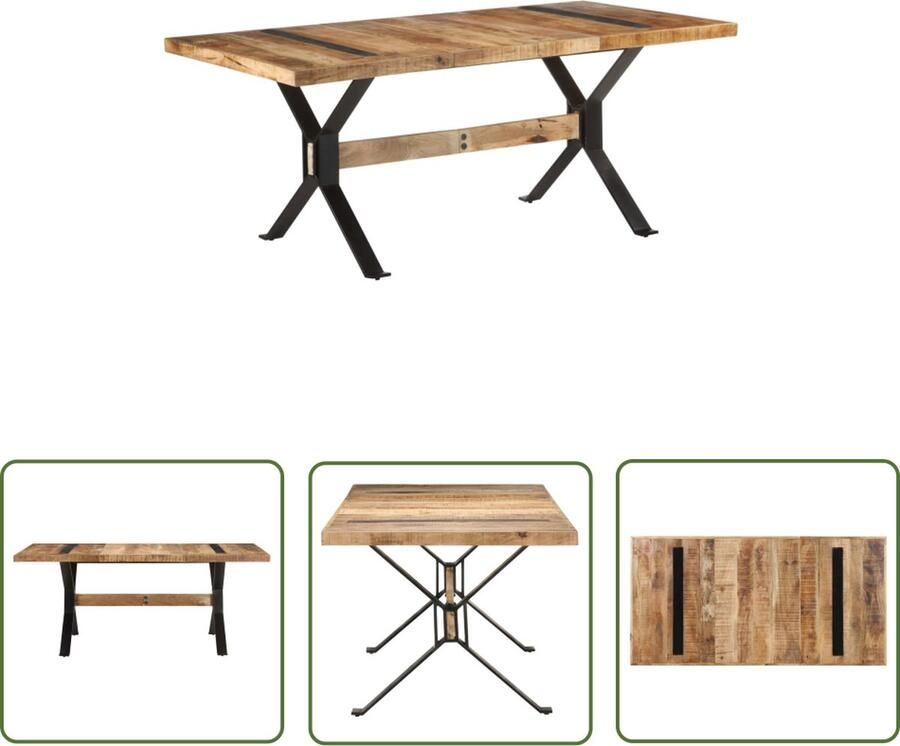 The Living Store IndustriÃle Eettafel Mangohout 180x90x76 cm Industriele Eettafel Mangohouten Eettafel Bruin Salontafel Eetkamertafel - Foto 4