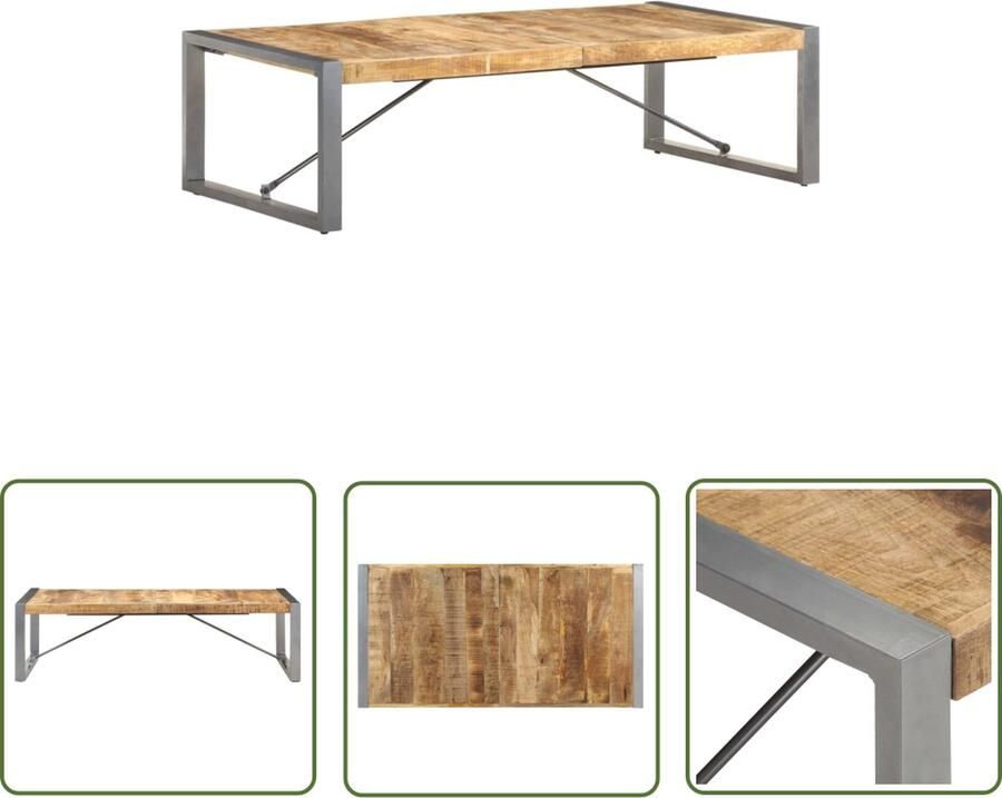 The Living Store Salontafel Mangohout 140x70x40 cm IndustriÃle Stijl Salontafel Mangohouten Salontafel Industriële Salontafel Bruine Salontafel Vintage Salontafel - Foto 2