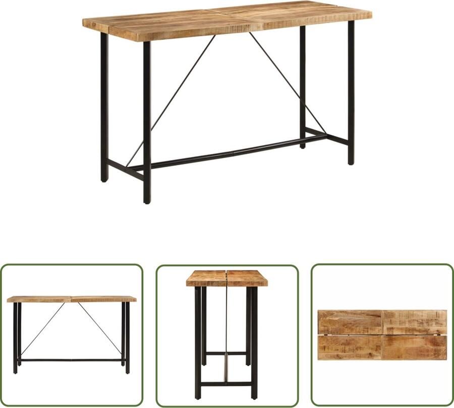 The Living Store Bartafel Massief Mangohout Bistrotafel met Stabiel IJzeren Frame Stevig Blad Bartafel Mangohouten Tafel Bistrotafel Hoge Tafel Salontafel