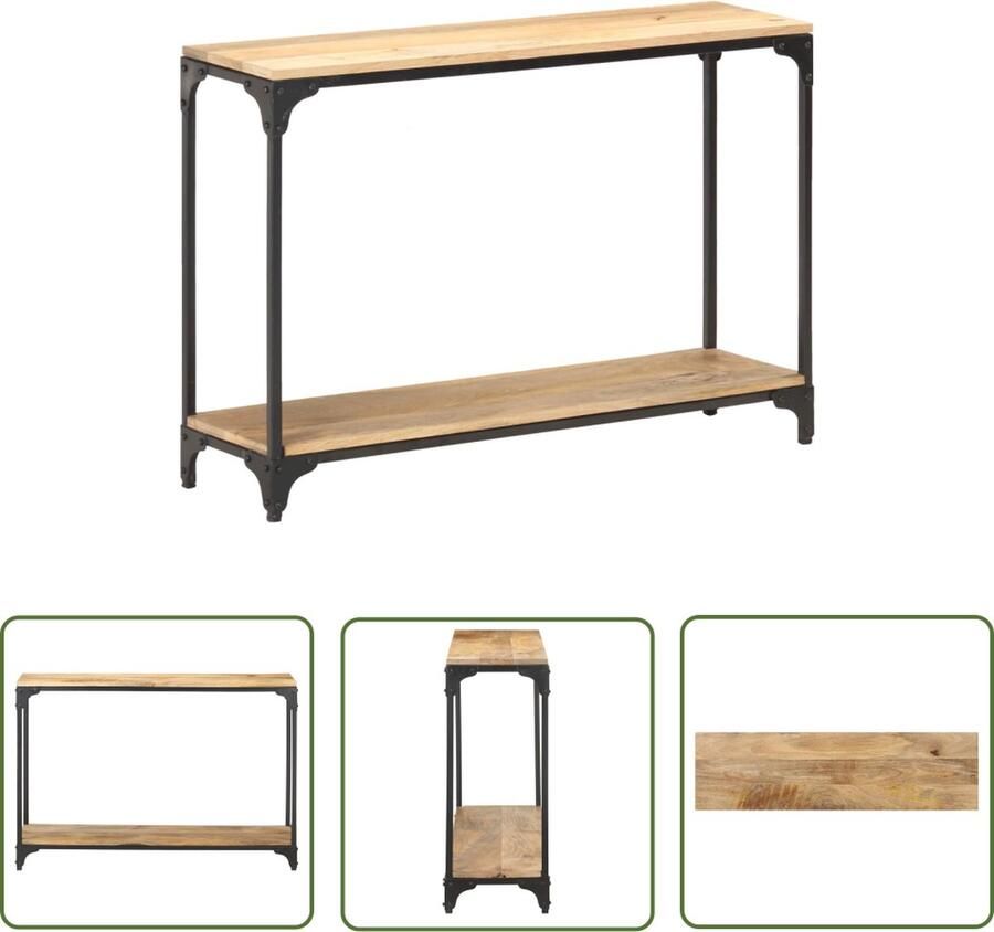 The Living Store Wandtafel 110x30x75 cm massief mangohout Consoletafel Mangohouten Tafel Wandtafel Entreetafel Halltable - Foto 2