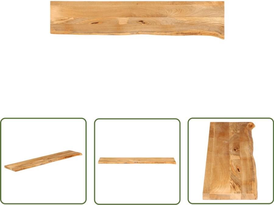 The Living Store Tafelblad met natuurlijke rand 180x20x3 8 cm massief mangohout Tafelblad Mangohouten Tafelblad Massief Mangohout Natuurlijkt Tafelblad Vintage Tafelblad