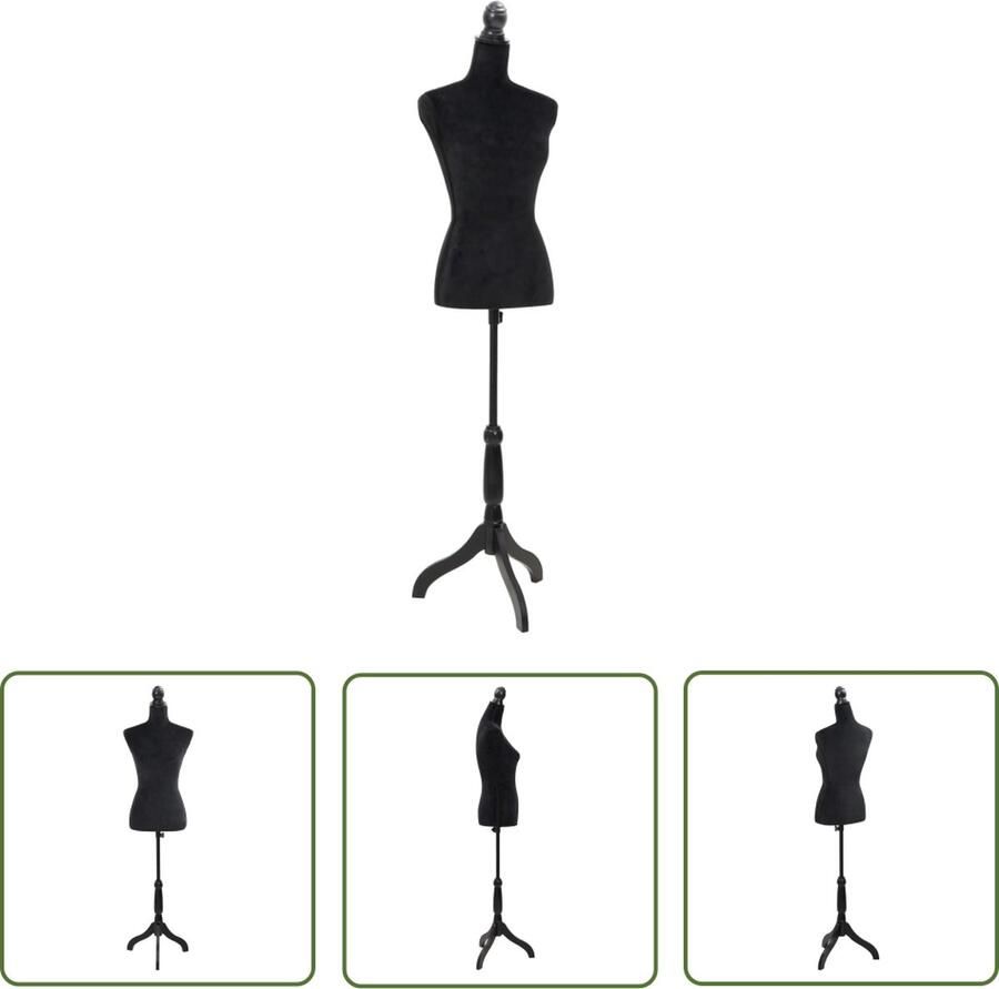 The Living Store Etalagepop torso vrouw zwart Damespaspop Mannequin Etalagepop Kledingetaagestandaard Stoffen Mannequins