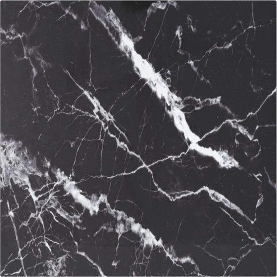 The Living Store Tafelblad 40x40 cm 6 mm gehard glas met marmeren design zwart Gehard Glas Tafelblad Marmeren Design Tafelblad Zwart Tafelblad Eetkamertafelblad Salontafelblad