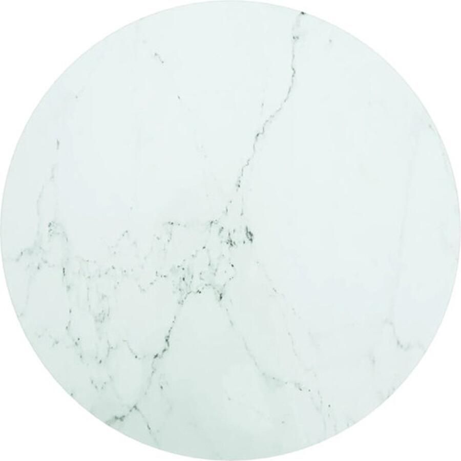 The Living Store Tafelblad Ø50x0 8 cm gehard glas met marmeren design wit Gehard Glas Tafelblad Marmeren Design Tafelblad Witte Tafelblad Ronde Tafelblad Eetkamertafelblad