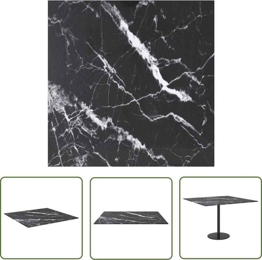 The Living Store Gehard Glas Tafelblad 60 x 60 cm Zwart 6 mm Dikte Marmeren Design Gehard Glas Tafelblad Marmeren Design Tafelblad Zwart Tafelblad Eetkamertafelblad Salontafelblad