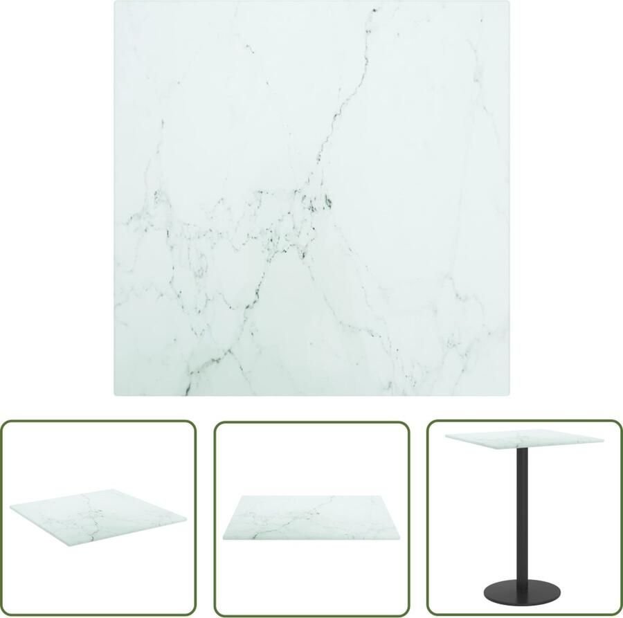 The Living Store Gehard Glas Tafelblad Marmeren Design Wit 30 x 30 cm 6mm Dik Geen Montage Gehard Glas Tafelblad Marmerlook Tafelblad Witte Tafelblad Eetkamertafel Accessoires Salontafel Accessoires - Foto 2