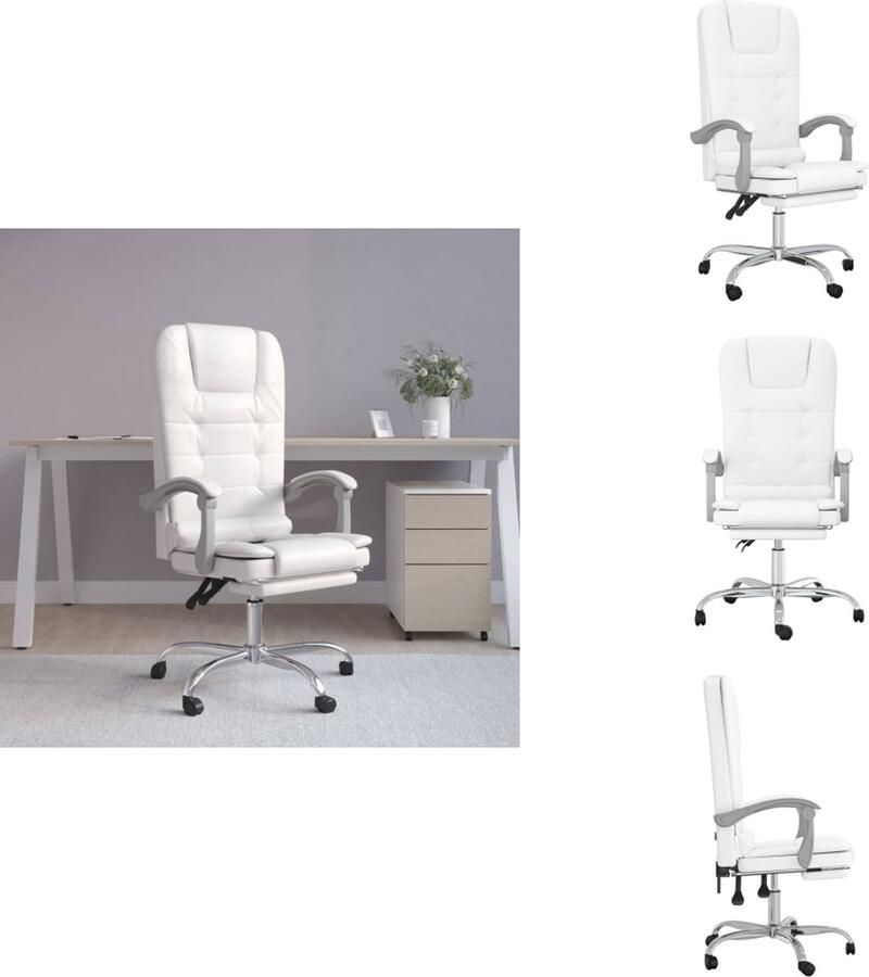 VidaXL Massage Bureaustoel Massage Bureaustoelen Massage Stoel Elektrische Bureaustoel Kantoorstoel massage verstelbaar kunstleer wit