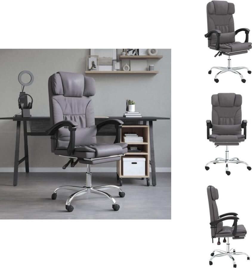VidaXL Massage Bureaustoel Massage Bureaustoelen Massage Stoel Elektrische Bureaustoel Kantoorstoel massage verstelbaar kunstleer grijs