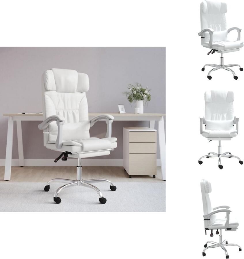 VidaXL Massage Bureaustoel Massage Bureaustoelen Massage Stoel Elektrische Bureaustoel Kantoorstoel massage verstelbaar kunstleer wit