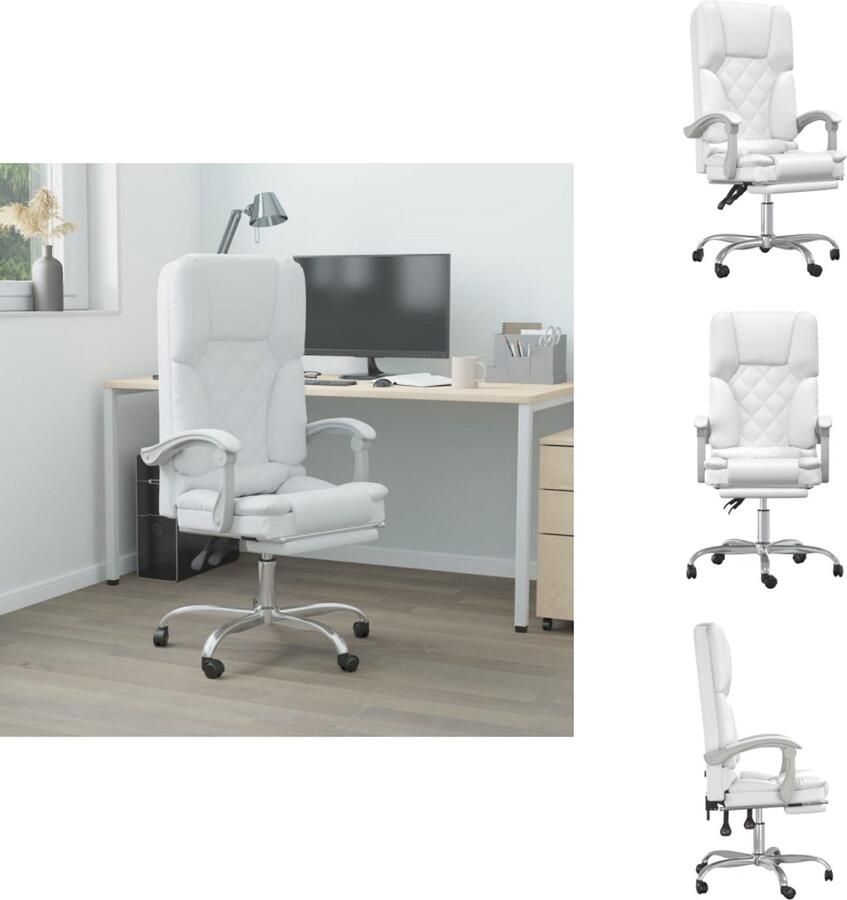 VidaXL Massage Bureaustoel Massage Bureaustoelen Massage Stoel Elektrische Bureaustoel Kantoorstoel massage verstelbaar kunstleer wit - Foto 2