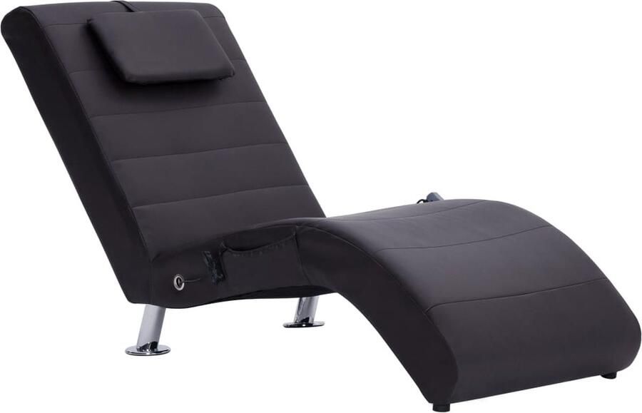 VidaXL Massage Chaise Longue Bruin Kunstleer Massage Fauteuil Relaxfauteuil Loungestoel Elektrische Massage Warmtestoel Stoffen Lounge Chair Designstoel Bruine Fauteuils Salon Meubilair Huiskamer Decoratie
