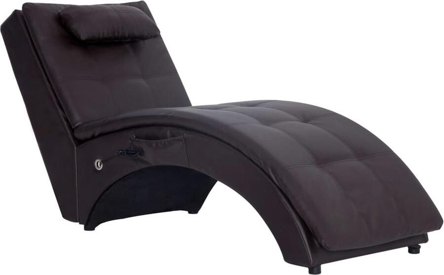 VidaXL Massage Chaise Longue Kunstleer Bruin Massage Fauteuil Chaise Longue Relax Loungestoel Bruine Stoffen Meubels Luxe Lounge Stoel Elektrische Massage Stoel