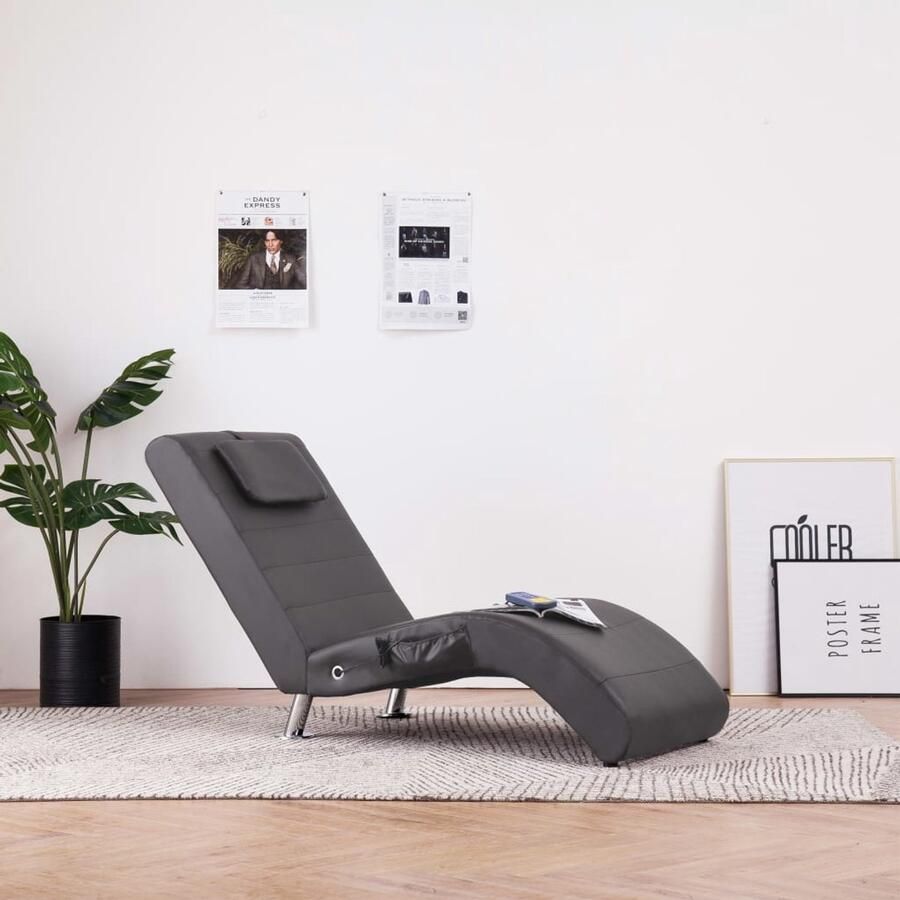 VidaXL Massage Chaise Longue Kunstleer Grijs Massage Fauteuil Chaise Lounge Loungestoel Relaxfauteuil Zitbank