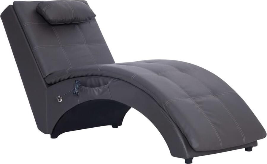 VidaXL Massage Chaise Longue Kunstleer Grijs Massage Fauteuil Relaxfauteuil Loungestoel Chaise Longue Grijze Lounge Stoel Elektrische Massagebank
