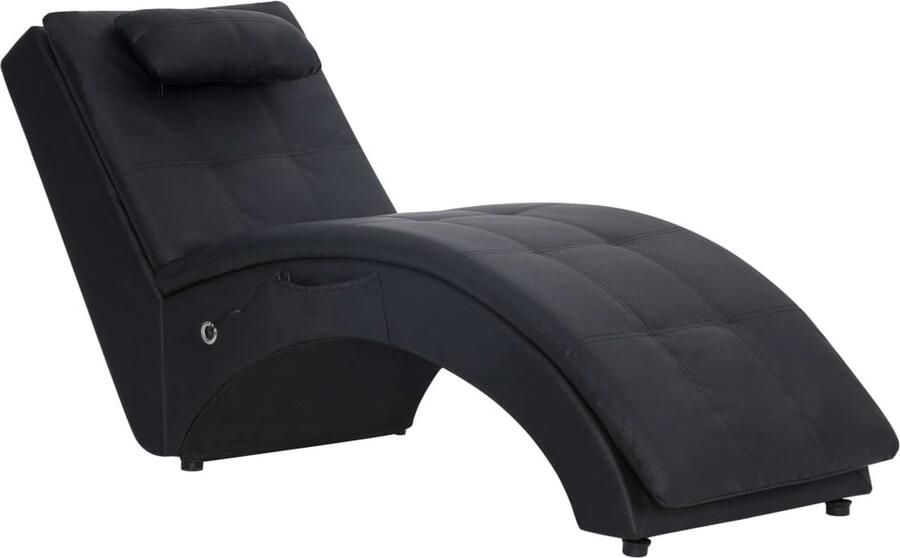 VidaXL Massage Chaise Longue Kunstleer Zwart Massage Fauteuil Verwarmende Lounge Stoel Relaxfauteuil Loungestoel Zwarte Chaise Longue