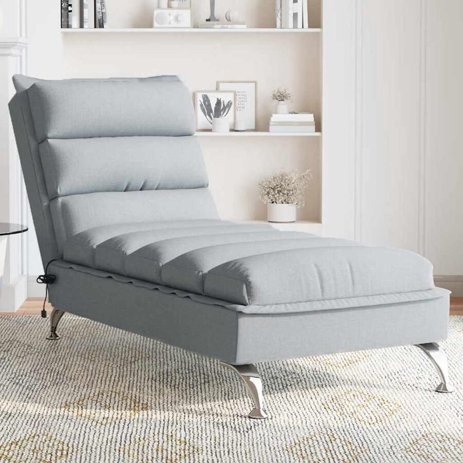 VidaXL Massage Chaise Longue Lichtgrijs Inclusief Kussens Massagerstoel Massage Fauteuil Loungestoel Ligstoelen Wellness Stoel Ergonomische Stoel Elektrische Massage