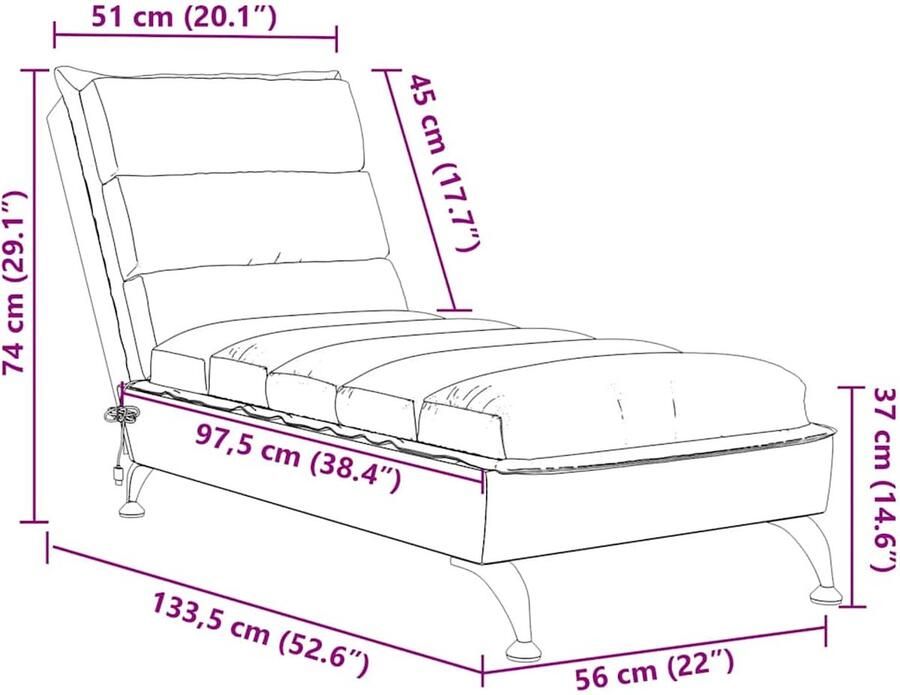 VidaXL Massage Chaise Longue Lichtgrijs Inclusief Kussens Massagerstoel Massage Fauteuil Loungestoel Ligstoelen Wellness Stoel Ergonomische Stoel Elektrische Massage - Foto 3