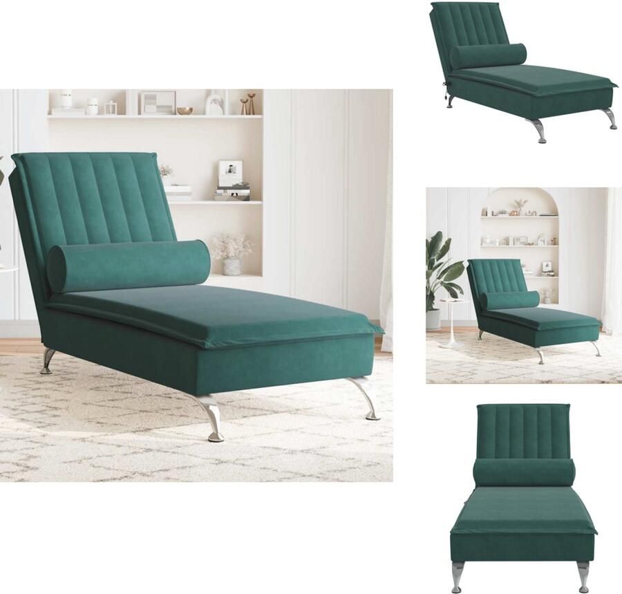 VidaXL Massage Chaise Longue Massage Chaise Longues Chaise Longue Stoel Chaise Longue Bank Massage chaise longue met bolster fluweel donkergroen