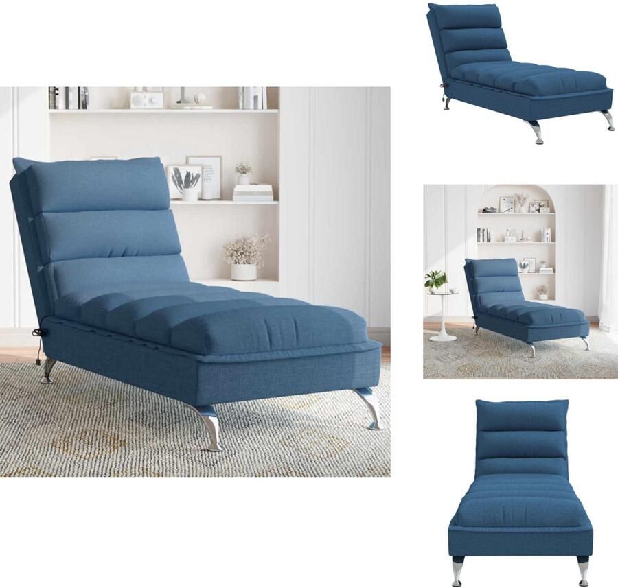 VidaXL Massage Chaise Longue Massage Chaise Longues Chaise Longue Stoel Chaise Longue Bank Massage chaise longue met kussens stof blauw