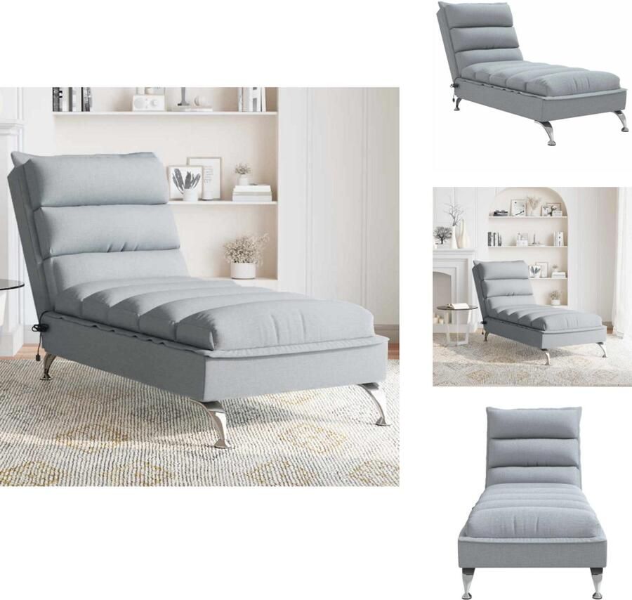 VidaXL Massage Chaise Longue Massage Chaise Longues Chaise Longue Stoel Chaise Longue Bank Massage chaise longue met kussens stof lichtgrijs