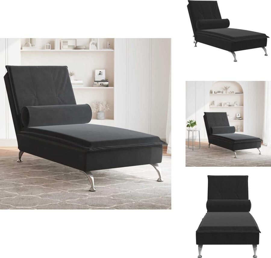 VidaXL Massage Chaise Longue Massage Chaise Longues Chaise Longue Stoel Chaise Longue Bank Massage chaise longue met bolster fluweel zwart