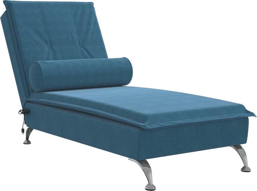 VidaXL Massage chaise longue met bolster fluweel blauw - Foto 2