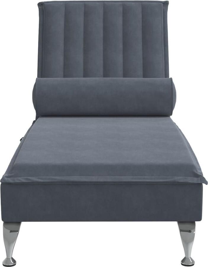 VidaXL Massage chaise longue met bolster fluweel donkergrijs - Foto 2