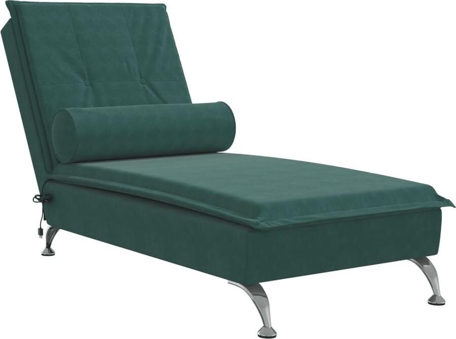 VidaXL -Massage-chaise-longue-met-bolster-fluweel-donkergroen - Foto 2