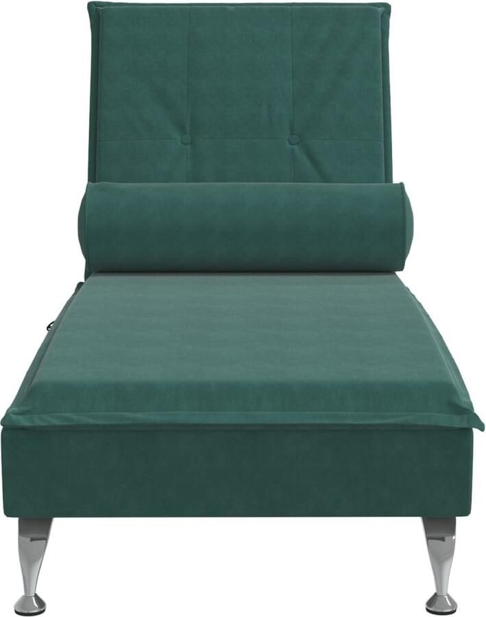 VidaXL -Massage-chaise-longue-met-bolster-fluweel-donkergroen