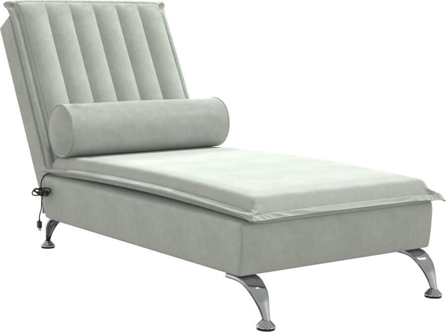 VidaXL -Massage-chaise-longue-met-bolster-fluweel-lichtgrijs - Foto 3