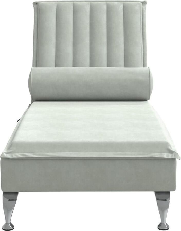 VidaXL -Massage-chaise-longue-met-bolster-fluweel-lichtgrijs - Foto 2