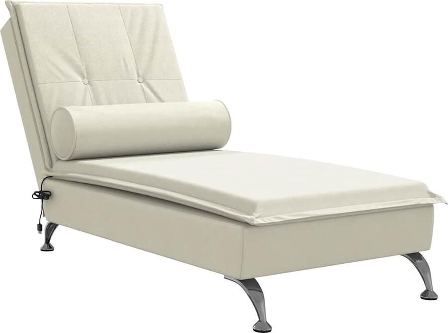 VidaXL Massage chaise longue met bolster fluweel roze