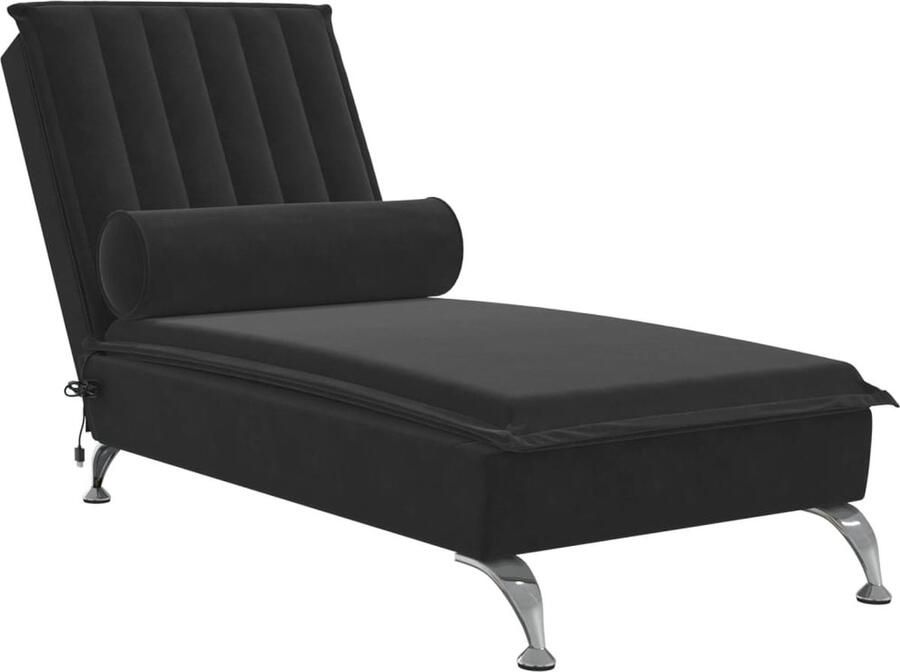 VidaXL -Massage-chaise-longue-met-bolster-fluweel-zwart - Foto 2