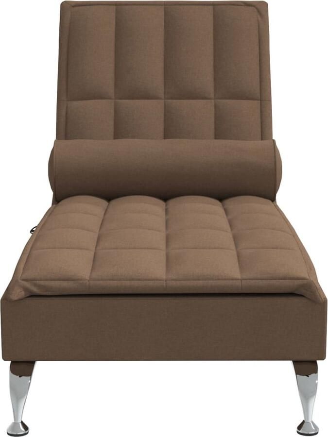 VidaXL -Massage-chaise-longue-met-bolster-stof-bruin - Foto 2