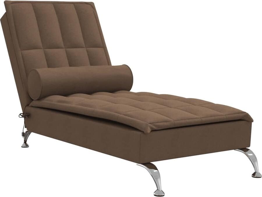 VidaXL -Massage-chaise-longue-met-bolster-stof-bruin - Foto 3