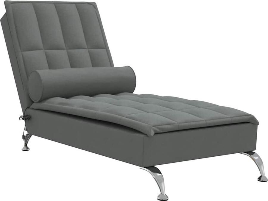 VidaXL Massage chaise longue met bolster stof donkergrijs - Foto 2