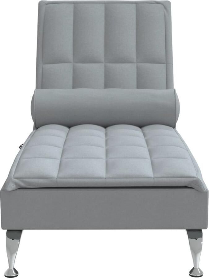 VidaXL -Massage-chaise-longue-met-bolster-stof-lichtgrijs - Foto 2